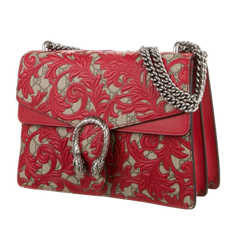 Red leather GG Supreme Dionysus large bag